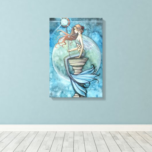 Jade Moon Mermaid Fantasy Art Wrapped Canvas Leinwanddruck (Insitu (Holzboden))