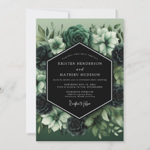 Jade-Nacht-Botanik-Hochzeit Einladung