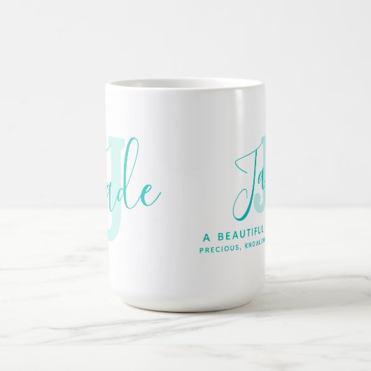 Jade name bedeutet Monogramm J aquamariner Text Kaffeetasse (Mittel)