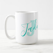 Jade name bedeutet Monogramm J aquamariner Text Kaffeetasse (Links)