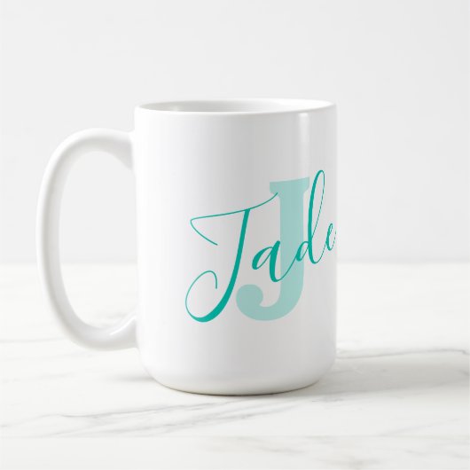 Jade name bedeutet Monogramm J aquamariner Text Kaffeetasse (Links)