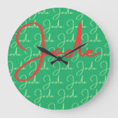 Jade Name Design Pattern Große Wanduhr (Vorderseite)