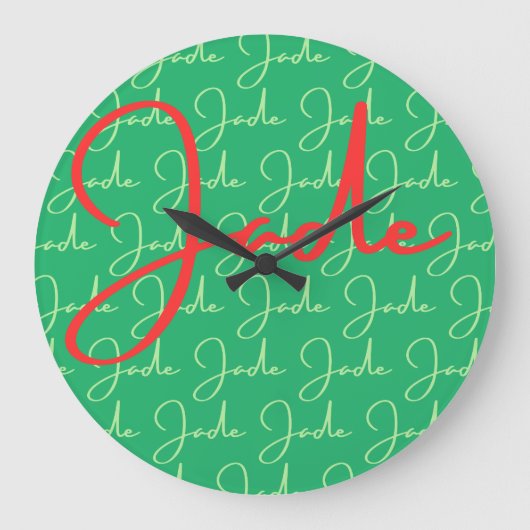 Jade Name Design Pattern Große Wanduhr (Vorderseite)