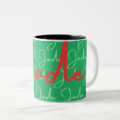 Jade Name Design Pattern Zweifarbige Tasse (VorderseiteRechts)