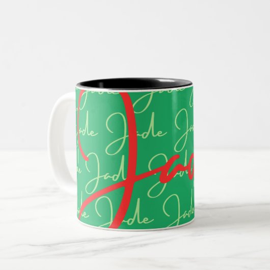 Jade Name Design Pattern Zweifarbige Tasse (Vorderseite Links)