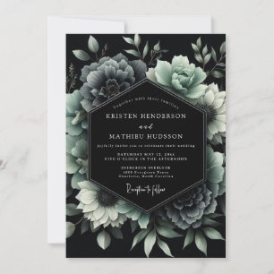 Jade Noir Botanische Hochzeit Einladung