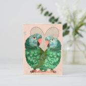 Jade Parrots Heart Postcard Postkarte (Stehend Vorderseite)