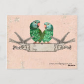 Jade Parrots Heart Postcard Postkarte (Rückseite)