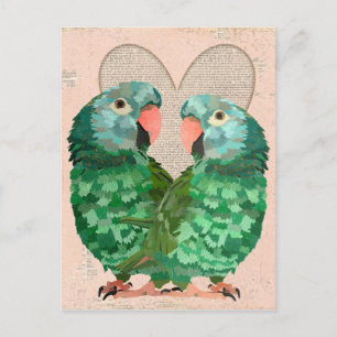 Jade Parrots Heart Postcard Postkarte