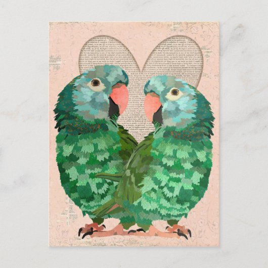 Jade Parrots Heart Postcard Postkarte (Vorderseite)