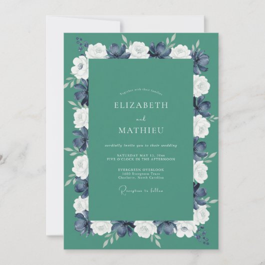 Jade Peony Hochzeit Einladung (Vorderseite)