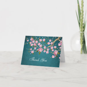 Jade-Pink-Japanische-Kirschblüten-Dankeskarten Dankeskarte