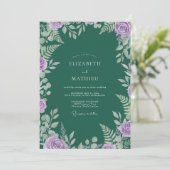 Jade Purple Leaf Hochzeit Einladung (Stehend Vorderseite)