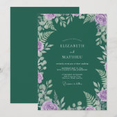 Jade Purple Leaf Hochzeit Einladung (Vorne/Hinten)