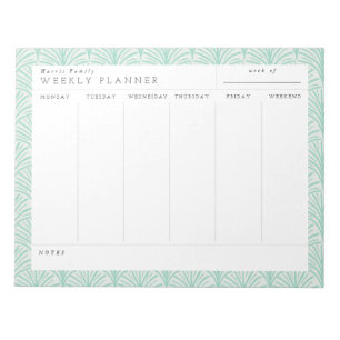 Jade Scallops Family Weekekly Planer Notepad Notizblock