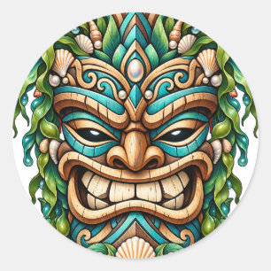Jade-Schalen-Tiki-Aufkleber Runder Aufkleber