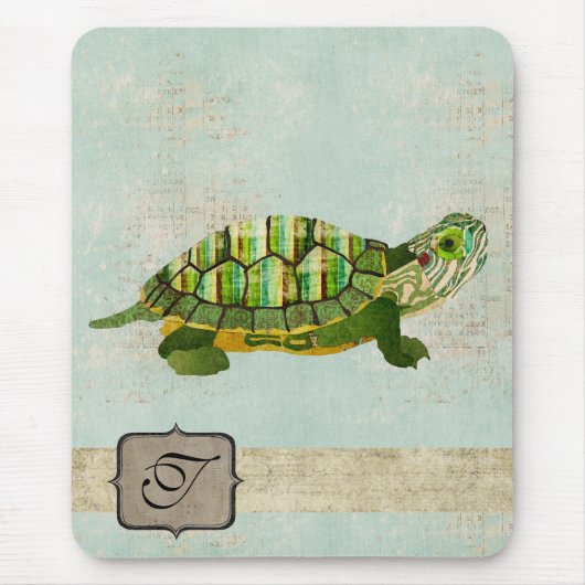 Jade-Schildkröte-Monogramm Mousepad (Vorne)