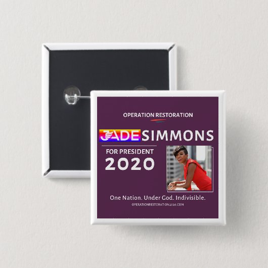 Jade Simmons für Präsident 2020 Button (Vorne & Hinten)