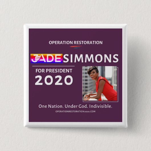 Jade Simmons für Präsident 2020 Button (Vorderseite)