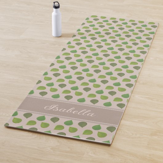 Jade Tree Blätter & Name auf Beige Yoga Mat Yogamatte (Beispiel)