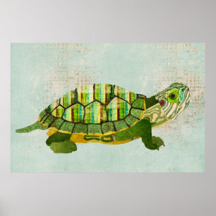 Jade Turtle Azure Art Poster