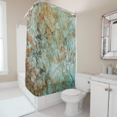 Jade- und Gold-Glitzer-Marmor Duschvorhang (Beispiel)