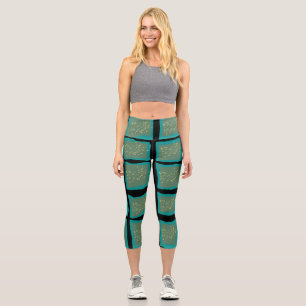 Jade und Türkis mit Gold Capri Leggings