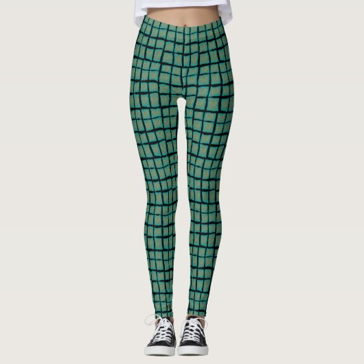 Jade und Türkis mit Gold Leggings (Vorderseite)