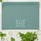 Jade | Vintag Frame Monogram Geschirrtuch (Gefaltet)