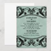 Jade Vintag Wirbel Wedding Invite Einladung (Vorne/Hinten)
