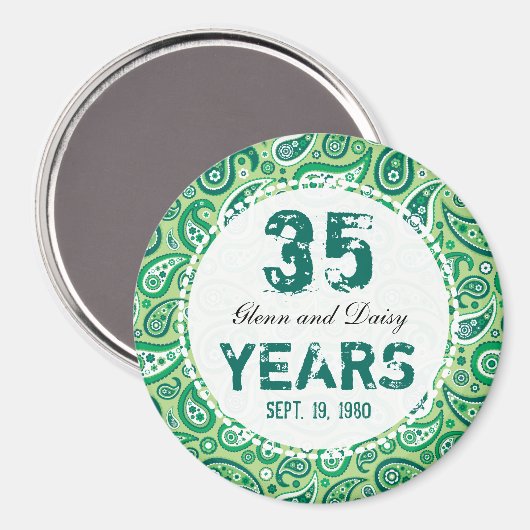 Jade Wedding Anniversary Paisley Pattern Magnet (Vorderseite/Rückseite)