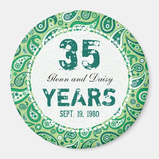 Jade Wedding Anniversary Paisley Pattern Magnet (Vorne)