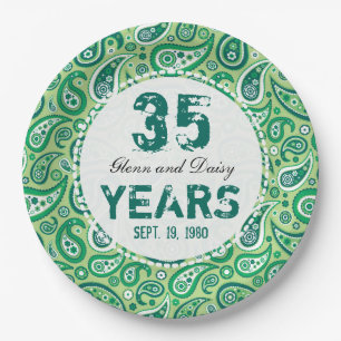 Jade Wedding Anniversary Paisley Pattern Pappteller