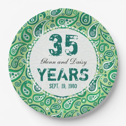 Jade Wedding Anniversary Paisley Pattern Pappteller (Vorderseite)