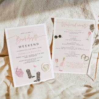 JADE Wine Cowgirl Country Bachelorette Itinerary Einladung