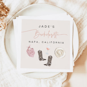 JADE Wine Cowgirl Country Bachelorette Itinerary Serviette