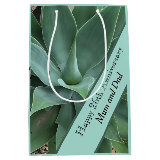 Jade zum 26. Hochzeitstag Mittlere Geschenktüte (Vorderseite)