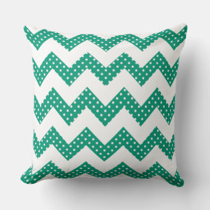 Jadegrüne Punkte Chevron Wurfkissen Kissen