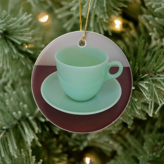 Jadeite Fire-King Cup Saucer Keramik Ornament (Baum)