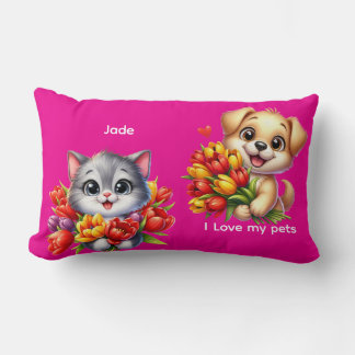 Jade's "I Love My Pets" Decorative Pillow Lendenkissen