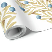 J'adore. Adore Fall. Herbstlaube und Blaubeeren Geschenkpapier (Rolleneckpunkt)
