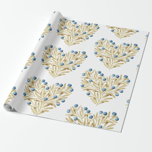 J'adore. Adore Fall. Herbstlaube und Blaubeeren Geschenkpapier (Ungerollt)