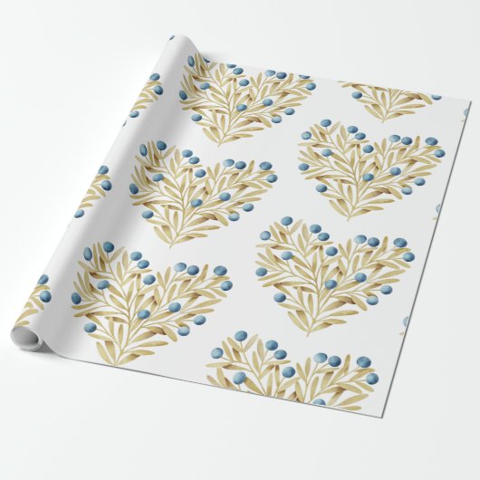 J'adore. Adore Fall. Herbstlaube und Blaubeeren Geschenkpapier (Ungerollt)