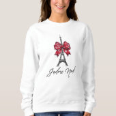 J'adore Noël Eiffel Tower Karierter Weihnachtsbow Sweatshirt (Vorderseite)