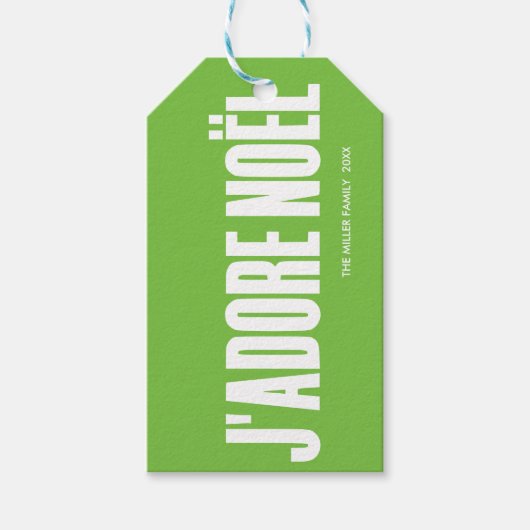 J'adore Noël! Geschenkanhänger (Vorderseite)