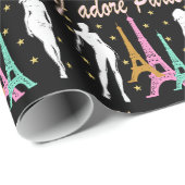 J'ADORE PARIS EIFFEL TOWER DESIGN GESCHENKPAPIER (Rolleneckpunkt)