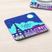J'adore Paris - Fantasy Paris Unter dem Vollmond Getränkeuntersetzer (Linke Seite)