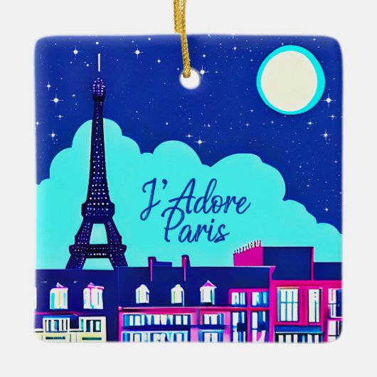 J'adore Paris - Fantasy Paris Unter dem Vollmond Keramikornament (Vorderseite)