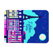 J'adore Paris - Fantasy Paris Unter dem Vollmond Magnet (Horizontal)