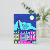J'adore Paris - Fantasy Paris Unter dem Vollmond Postkarte (Stehend Vorderseite)